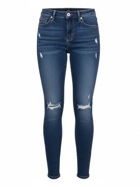 Flying Monkey USA Mid-Rise Dark Wash Distressed Skinny Jeans women’s size 27W